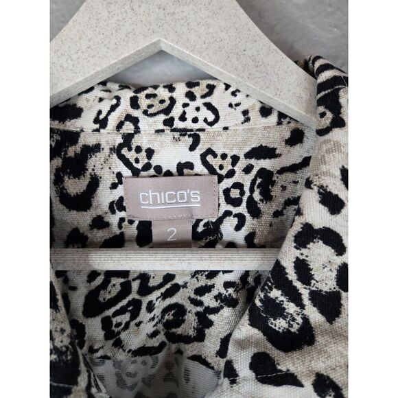 Chico's Women's Leopard Print Button Down Blazer Size 2 | Large - Picture 3 of 5